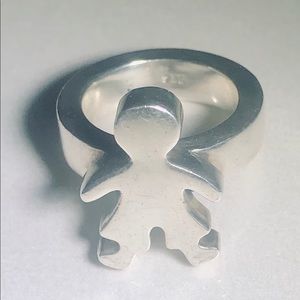 Silver boy figure Ring
